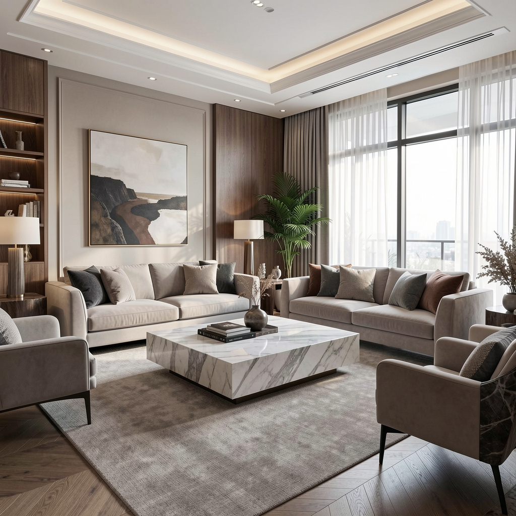 Sophisticated living room with modern furnishings